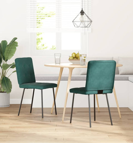 Esszimmerstühle 2 Stk. Dunkelgrün Samt
