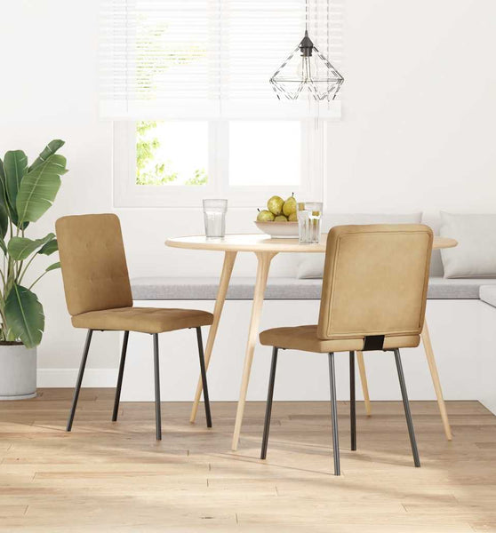 Esszimmerstühle 2 Stk. Braun Samt