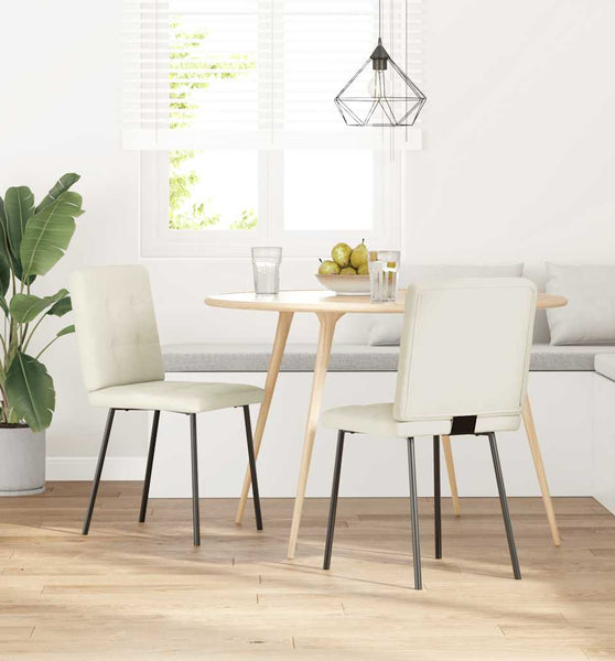 Esszimmerstühle 2 Stk. Creme Samt