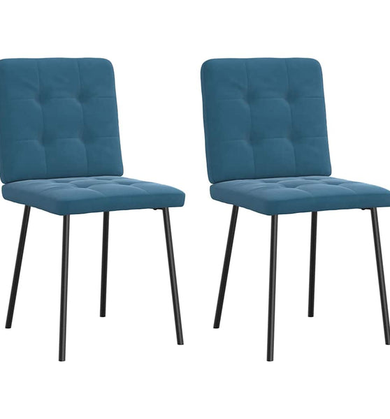 Esszimmerstühle 2 Stk. Blau Samt