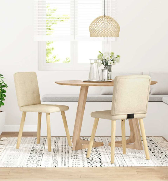 Esszimmerstühle 2 Stk. Creme Stoff