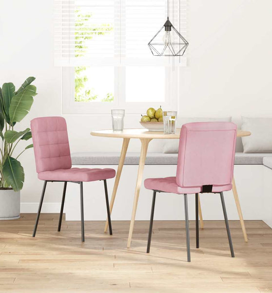 Esszimmerstühle 2 Stk. Rosa Samt