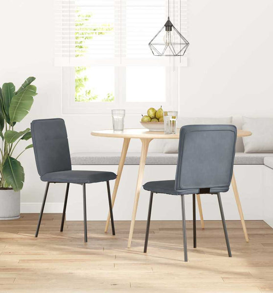 Esszimmerstühle 2 Stk. Dunkelgrau Samt