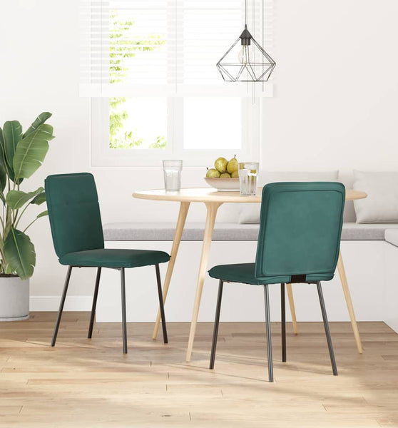 Esszimmerstühle 2 Stk. Dunkelgrün Samt