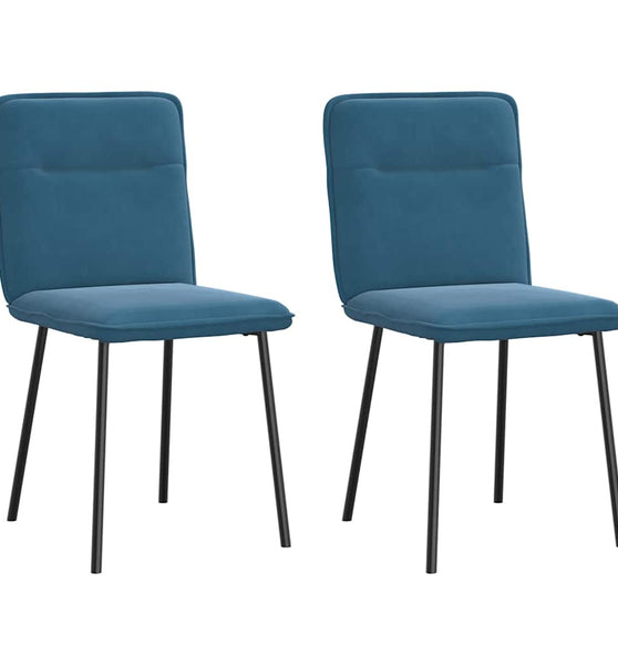 Esszimmerstühle 2 Stk. Blau Samt