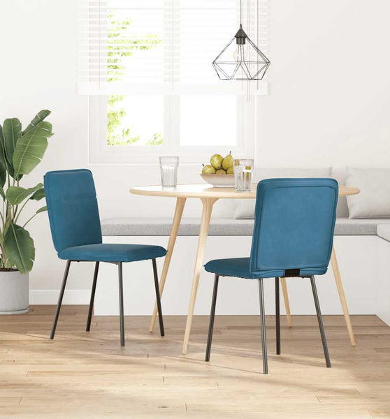 Esszimmerstühle 2 Stk. Blau Samt