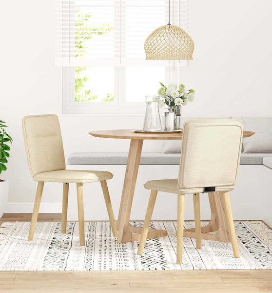 Esszimmerstühle 2 Stk. Creme Stoff