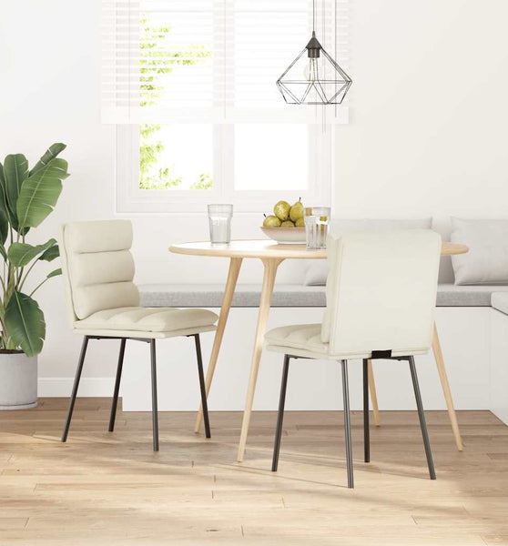 Esszimmerstühle 2 Stk. Creme Samt