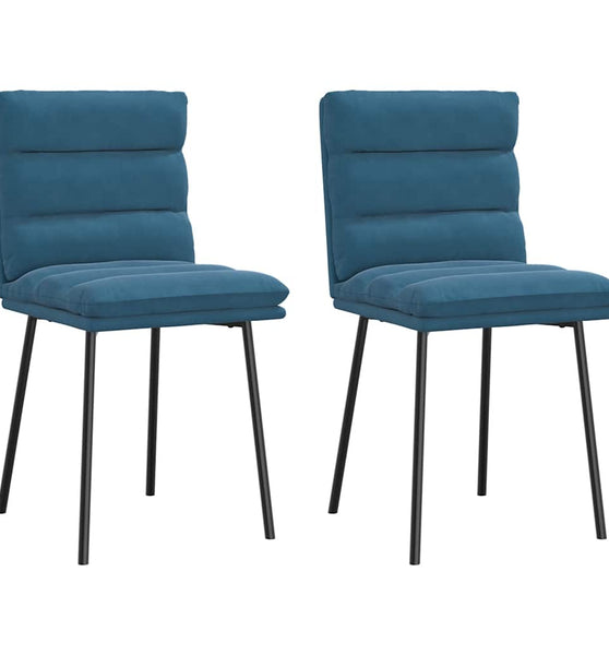 Esszimmerstühle 2 Stk. Blau Samt