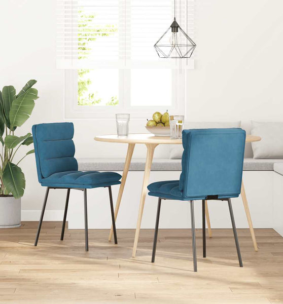 Esszimmerstühle 2 Stk. Blau Samt
