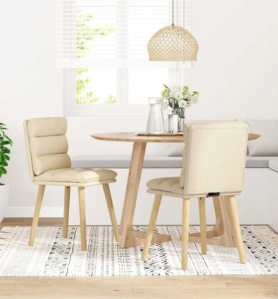 Esszimmerstühle 2 Stk. Creme Stoff