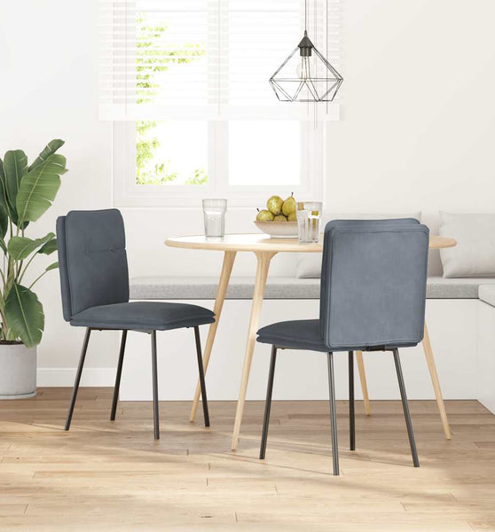 Esszimmerstühle 2 Stk. Dunkelgrau Samt