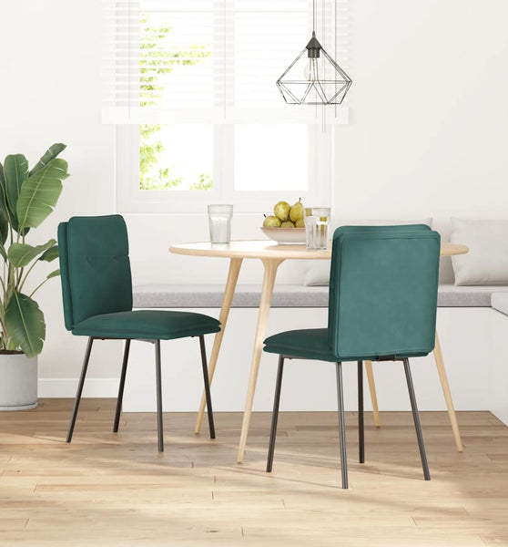 Esszimmerstühle 2 Stk. Dunkelgrün Samt