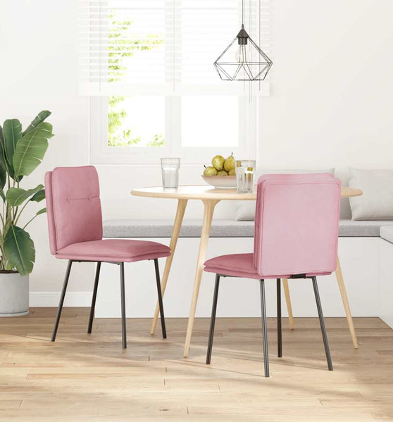 Esszimmerstühle 2 Stk. Rosa Samt