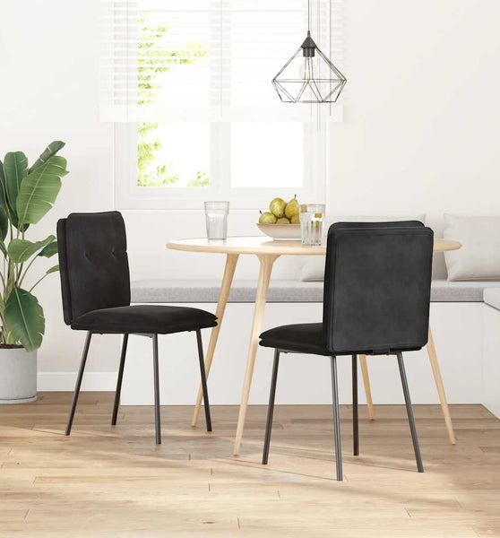 Esszimmerstühle 2 Stk. Schwarz Samt