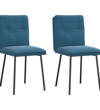Esszimmerstühle 2 Stk. Blau Samt