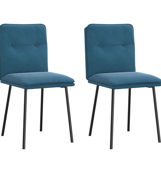 Esszimmerstühle 2 Stk. Blau Samt