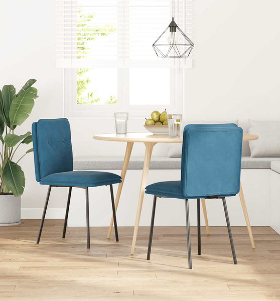 Esszimmerstühle 2 Stk. Blau Samt