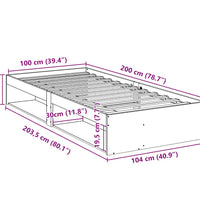 Tagesbett ohne Matratze Wachsbraun 100x200 cm Massivholz Kiefer