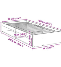 Tagesbett ohne Matratze Wachsbraun 90x200 cm Massivholz Kiefer