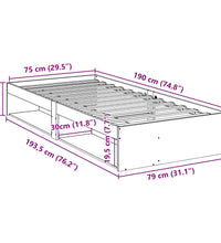 Tagesbett ohne Matratze Wachsbraun 75x190 cm Massivholz Kiefer