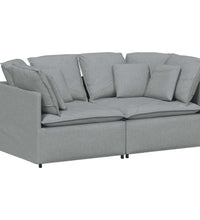 Modulares Sofa mit Kissen Stoff Hellgrau