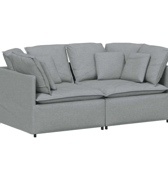 Modulares Sofa mit Kissen Stoff Hellgrau