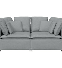 Modulares Sofa mit Kissen Stoff Hellgrau