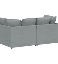 Modulares Sofa mit Kissen Stoff Hellgrau