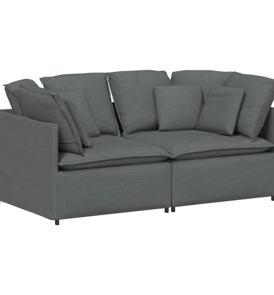 Modulares Sofa mit Kissen Stoff Dunkelgrau