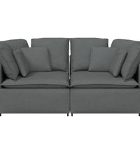 Modulares Sofa mit Kissen Stoff Dunkelgrau