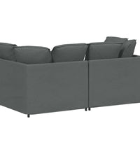 Modulares Sofa mit Kissen Stoff Dunkelgrau