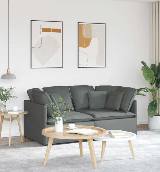 Modulares Sofa mit Kissen Stoff Dunkelgrau