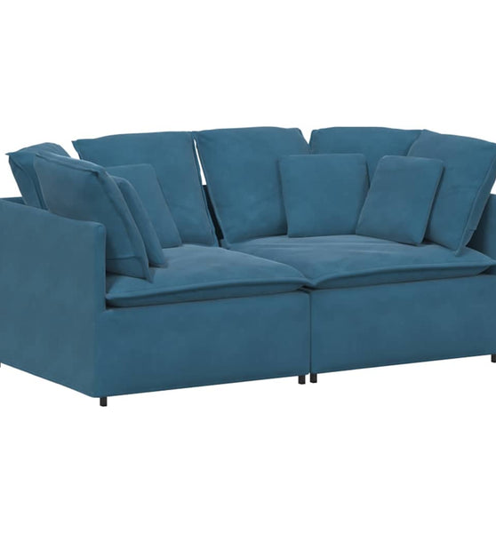 Modulares Sofa mit Kissen Samt Blau