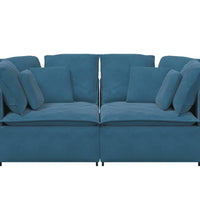 Modulares Sofa mit Kissen Samt Blau