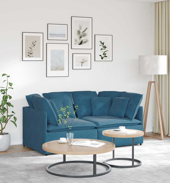 Modulares Sofa mit Kissen Samt Blau