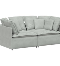 Modulares Sofa mit Kissen Samt Hellgrau