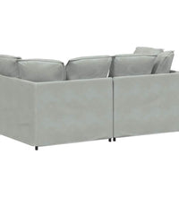 Modulares Sofa mit Kissen Samt Hellgrau