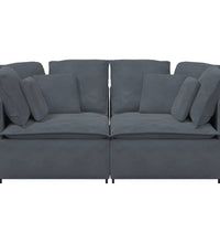 Modulares Sofa mit Kissen Samt Dunkelgrau