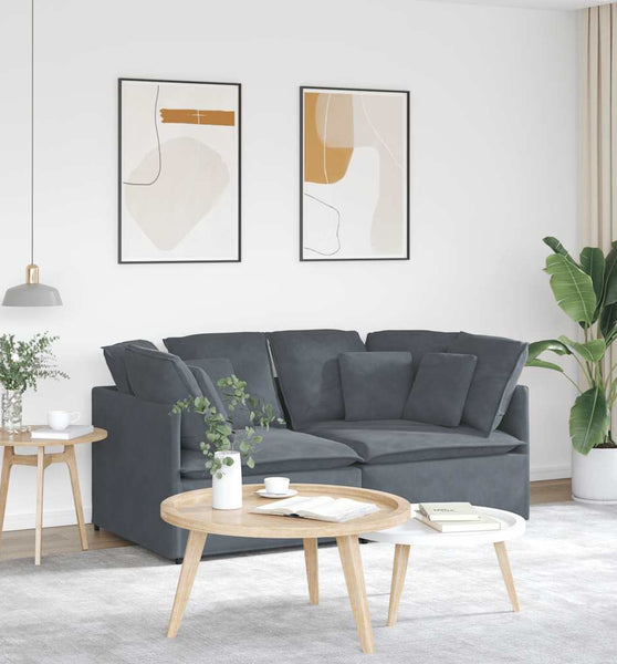 Modulares Sofa mit Kissen Samt Dunkelgrau