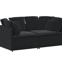 Modulares Sofa mit Kissen Samt Schwarz