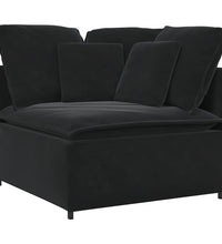 Modulares Sofa mit Kissen Samt Schwarz