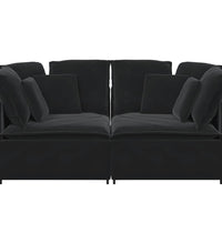 Modulares Sofa mit Kissen Samt Schwarz