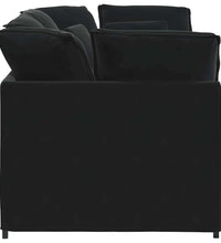 Modulares Sofa mit Kissen Samt Schwarz