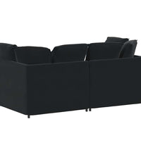 Modulares Sofa mit Kissen Samt Schwarz