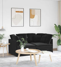 Modulares Sofa mit Kissen Samt Schwarz