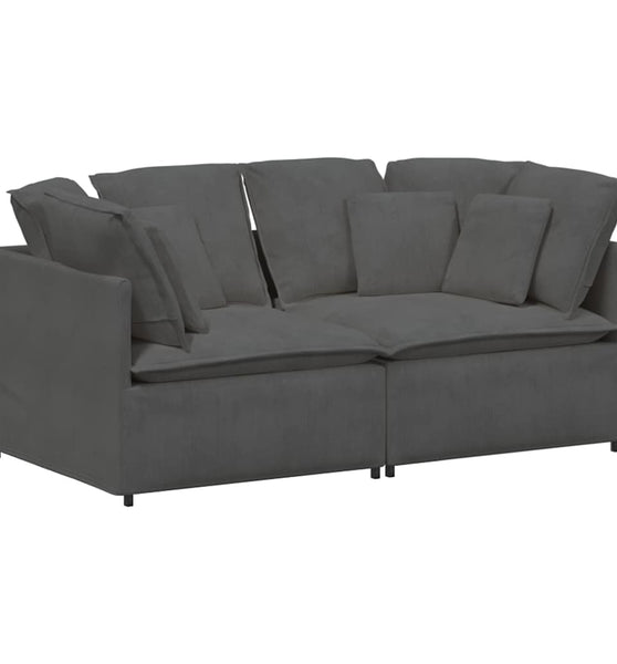 Modulares Sofa mit Kissen Cordstoff Dunkelgrau