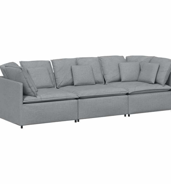 Modulares Sofa mit Kissen Stoff Hellgrau