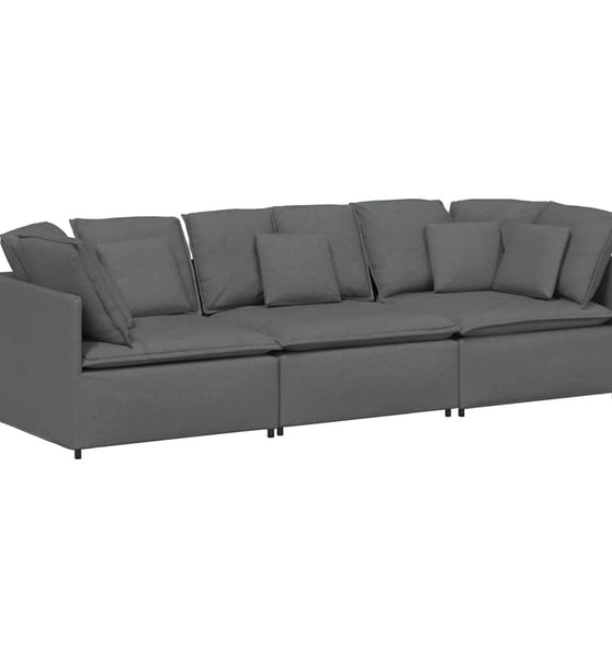 Modulares Sofa mit Kissen Stoff Dunkelgrau