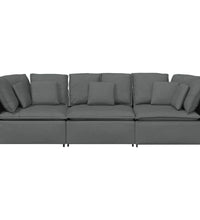 Modulares Sofa mit Kissen Stoff Dunkelgrau